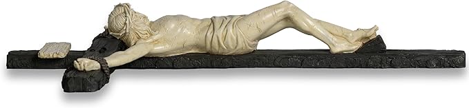 DevotedWalls 20.75" H Catholic Realistic Style Crucifix for Wall, Large realistic Jesus Chirst Cross for Church, Chapels and Home (Black and White Color)
