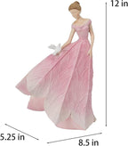 Guichifun Fairy Statue Collection Home Decoration - Pink Leaf Angel Girls Resin Home Garden Decor for Outside or Inside Rustic Fairy Garden Figurines Gifts for Women 8.5 x 5.25 x 12 Inch