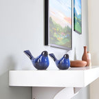 2pcs Small Ceramic Bird Statue and Sculpture for Home Decor Accents,Modern Animal Ornaments for Living Room,Bedroom,Bookshelf,Cabinets,Coffee Table Centerpiece,Cute Knick Knacks for Shelves (Blue)