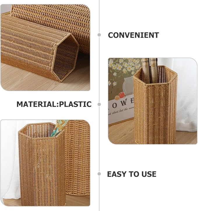 Mobestech Artificial Rattan Umbrella Holder for Indoor Use Large Capacity Plastic Umbrella Storage Stand for Entryway Versatile Design for Home and Office Also Great for Yoga Mat Storage