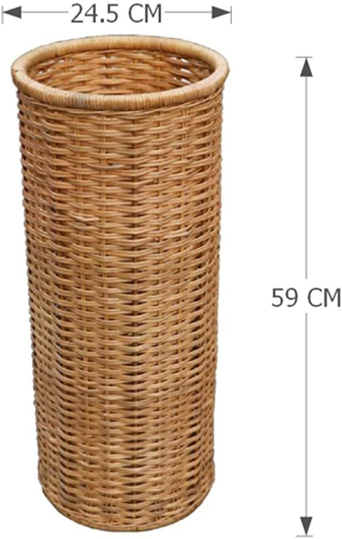 WXYZ Hand-Woven Bamboo and Rattan Umbrella Stand, Multifunctional Umbrella Basket for Home Hotel and Office Umbrella Bucket, 59x24.5cm