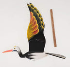 WitnyStore Wooden Bird Mobile 24" Black Crane Stork Hand Made Painted Wood Flapping Wing Birds Hanging Ceiling Decor Wind Chimes Handcrafted Art Animal Decorative Collectibles Décor Gifts Souvenirs