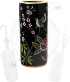 Decorative Ceramic Umbrella Stand - Porcelain Umbrella Holder Chinese Flower and Bird Print Vintage Floor Standing Vase Multi-Functional Cane Storage