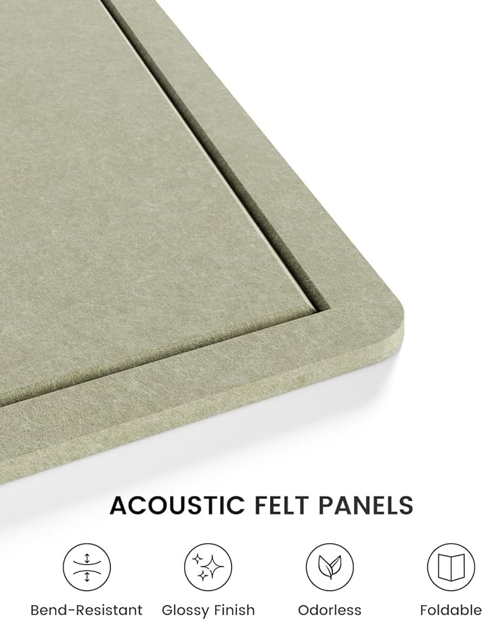 Fluxynara Large Bulletin Board, 47.2" x 35.4" Cork Board Alternative with 24 Safe Removable Adhesive Tabs, Foldable Felt Pin Board for Home Office, Classroom, Bedroom,Entryway for Walls—Sage