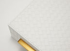 Kingflux White Wooden Keepsake Box With Faux Leather and Brushed Gold Handle, Gift and Storage Box for Vanity, Coffee Table, Shelf, Cosmetic, Jewelry Organizer