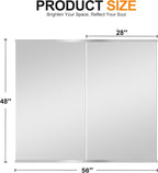 Delma Home Gym Mirror, 48''x28''x2PCS Silver Wall Mounted Large Frameless Tempered Glass Wall Mirror for Home Gym, Garage, Bedroom, Bathroom