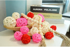 Qingbei Rina Valentine's Day 20 PCS Wicker Rattan Balls, Red Pink White Decorative Balls for Bowls, Vase Filler for Centerpieces, Bowl Fillers for Home Decor(Pink Red White)