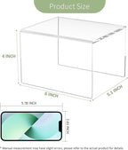 Acrylic Shelf Riser 6x5.1x4 pack of 2, Clear Acrylic Stand for Figure, Cosmetics, Bags, Shoes, Toys, Collectibles, 6x5.1x4 Inch
