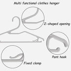 Clothes Hangers 16.5", Blouse Hanger with Z-Shape Opening, Short Neck Hangers for Closet, Coat Hanger for Adults Suit, Hoodies, Shirts, Jacket, Plastic Shirt Hangar for Men Grey, 20 Pack