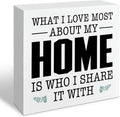 Farmhouse Decor, What I Love Most About My Home Is Who I Share It With, Gift For Her, Country Wood Signs, Home Decoration, Box Sign Decor Tabletop, 5.1x5.1inches
