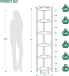 Hzuaneri Corner Shelf Stand, Corner Bookshelf, Storage Standing Shelf Unit with Metal Frame, Plant Stand, Bookcase for Living Room, Home Office, Bedroom, 6-Tier Greige CS06005B