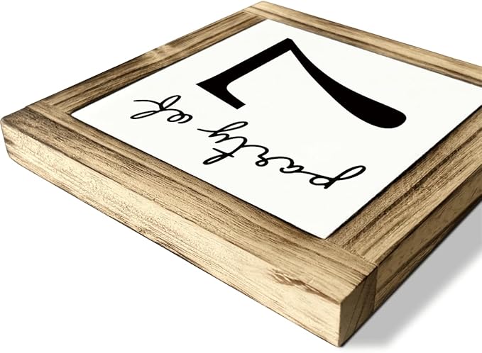Party of 7 Signs, Family Party Decoration, Box Sign Wood Desk Sign Decor, Farmhouse Home Decor for Living Room, Kitchen Decors for Shelf, Decorative Wooden Table Signs, 5.9×5.9 inches