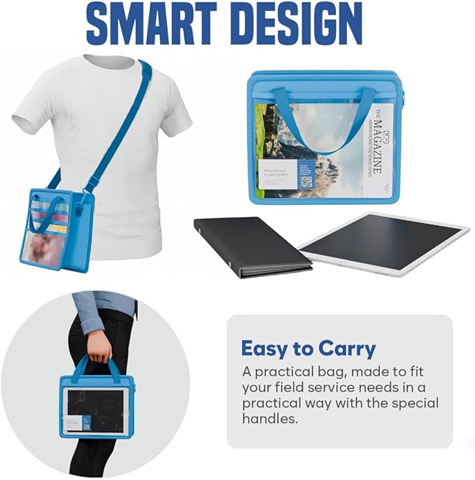 JW Magazine and Tract Holder, JW Field Service Supplies, Jehovah Witness Ministry Supplies, jw.org Accessories Gifts Ideas, Ministry Organizer for Pioneers, Best Life Ever Gifts Pioneer (Light Blue)
