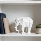 Cynkeyee Elephant Decorations Figurine Statue - Modern Elefantes para Decoracion Casa, Resin Origami White Elephant Gift Minimalist Tabletop Decor Centrepiece Accent Knick Knacks 6x2.25 x4.5 Inch
