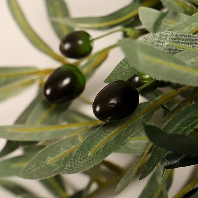 35.4inch Artificial Olive Leaves Swag, Spring Olive Door Swag with Fruit and Bow, Greenery Plants Swag Floral Garland for Front Door Garden Decor