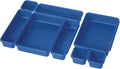 Oggi 8 Pack Interlocking Drawer Organizers & Storage Bins -Bathroom, Office, & Kitchen Organization, Containers for Organizing, Multiple Sizes, Blue