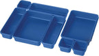 Oggi 8 Pack Interlocking Drawer Organizers & Storage Bins -Bathroom, Office, & Kitchen Organization, Containers for Organizing, Multiple Sizes, Blue