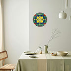 Decorative Plates for Display 8" Colorful Stained Glass Floral Mandala Ceramic Ornament with Display Stand and Hook Up for Wall Decor Hanging Festival Wedding Gift