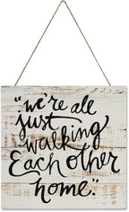 godblessign Were All Just Walking Each Other Home Plaque Sign, Wood Wall Hanging Signs,Wall Decorations for Living Room,Modern Farmhouse Decor,Rustic Decor,Personalized Housewarming Gift,12x12''