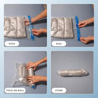 18 Pack Compression Bags for Travel, Roll Up Space Saver Bags for Clothes Storage, Vacuum Storage Bags Compact Packing travel organizer for Luggage, Suitcase, Backpack,