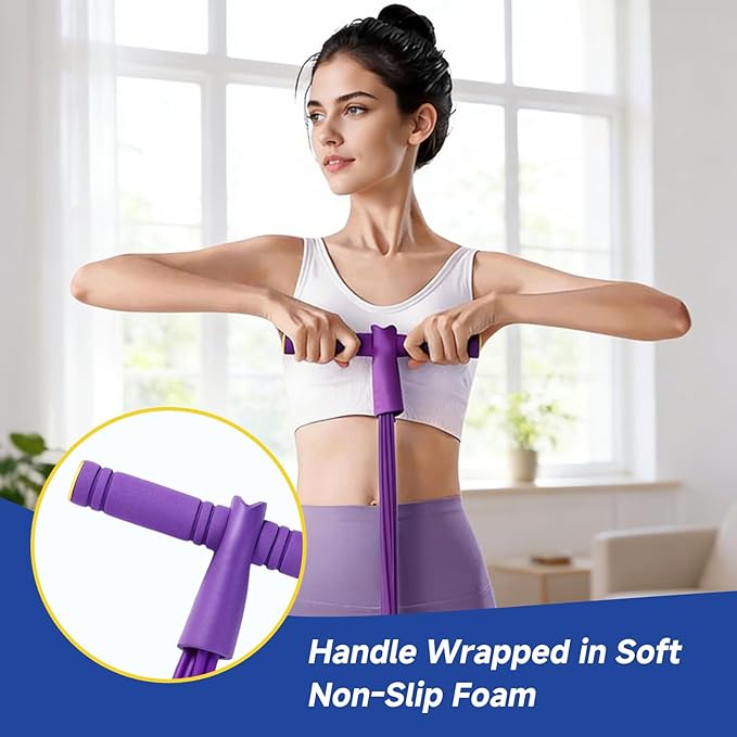 Pedal Resistance Bands with Handle, 8 tube/10 Tube Stretch Bands, Fitness Shaping Yoga Exercise Equipment, Natural Rubber Tension Rope, for Abdominal, Leg, Arm and Back Slimming Training