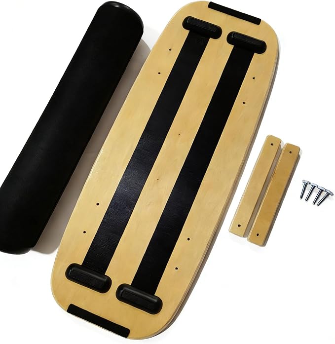 Balance Board Surf Trainer with Adjustable Stoppers - 2 Different Distance Options Balance Board for Surfing, Snowboarding, Skiing, Skateboarding, 300lbs Capacity