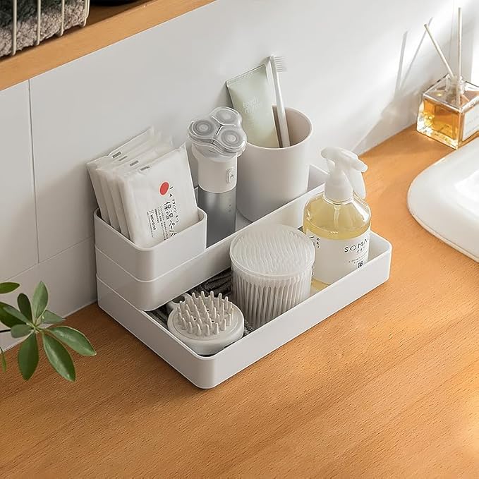 RAUVOLFIA Plastic Drawer Organizers Set, 3-Size Versatile Bathroom and Vanity Drawer Organizer Trays, Storage Bins for Makeup, Bedroom, Kitchen Gadgets Utensils and Office