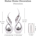 2 PCS White Silver Ceramic Statues For Home Decor Accents, Modern Abstract Art Sculptures, Elegant Tabletop Decorative Objects For Dining Room, Entryway, Tv Stand, Mantel, Coffee Table Centerpieces