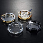 Crystal Glass Ashtray, Octagon Ash tray Cigar Cigarettes Ashtray Holder Office Home Desktop Tabletop Decoration,Crystal Black