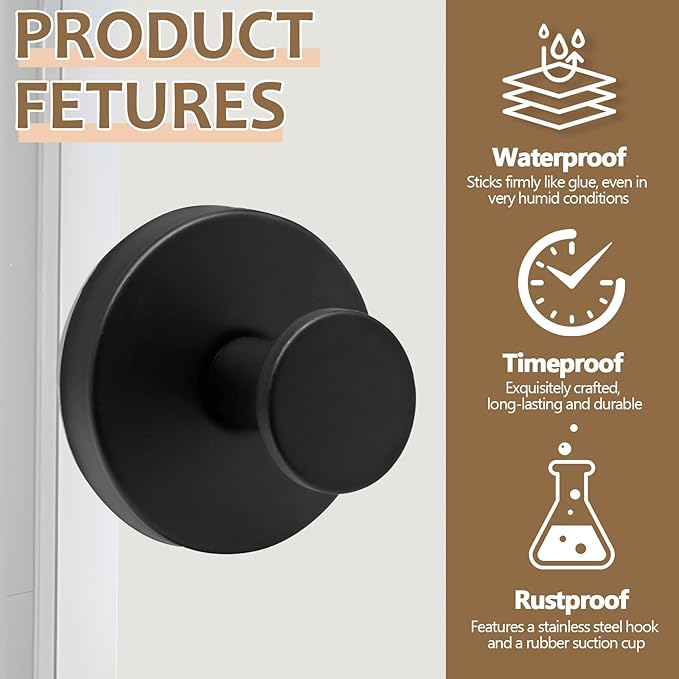 Zorfeter 2 PCS Suction Cup Wreath Hanger, Waterproof Suction Cup Hooks Hanging 15 Lbs Wreath Holder, Strong Hold Suction Hooks for Front Door/Windows/Glass(Black)