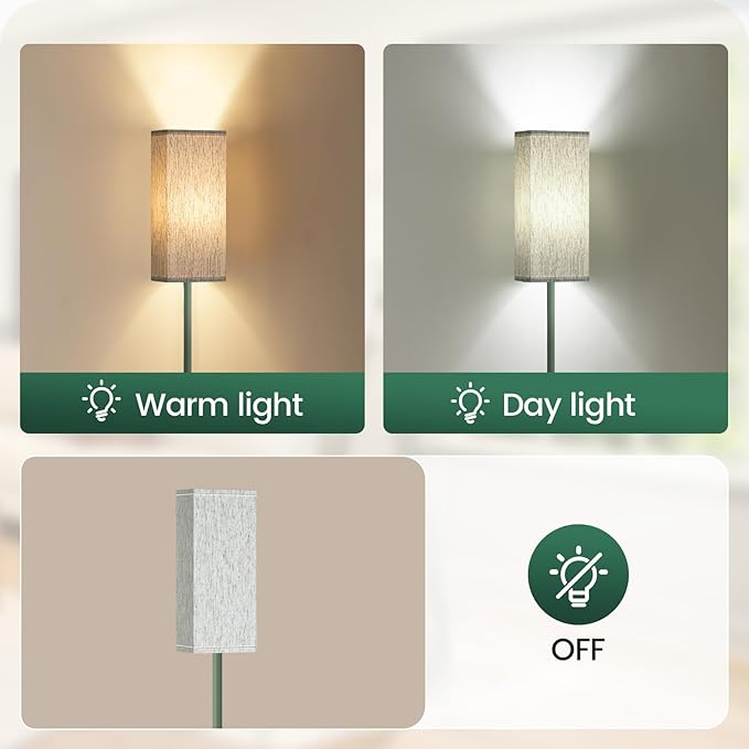 64.6" Floor Lamp, Pole Lamp with Foot Switch, Modern Standing Lamp, Minimalist Freestanding Lamp (Bulb Not Included), for Living Room, Bedroom Office ETL Listed, Green QQ07LD05