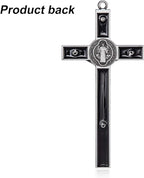 Wellcho Black Enamel Crucifix Wall Cross -Saint Benedict Metal Wall Art-7 Inch Cross Give Blessing and The Spiritual Sacred:Faith Gift for your Acquaintances