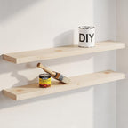 Homeforia 30 inch Wood Floating Shelves, High End Solid Natural Wood 30inch Floating Shelf for Wall, Unfinished Wooden 30 inches Floating Shelves, Heavy Duty Bracket, 30 X 6.5 X 1.75 in, Set of 2