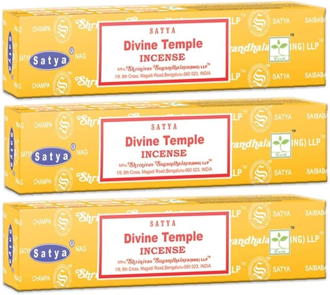 3 Packs Original Satya Sai Baba Nag Champa Incense Sticks Joss Insence - Insense 15g x 3 Box NagChampa Agarbatti (Divine Temple)