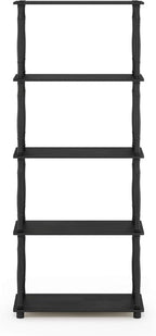 Furinno Turn-N-Tube 5-Tier Multipurpose Shelf / Display Rack / Storage Shelf / Bookshelf, Classic Tubes, Americano/Black