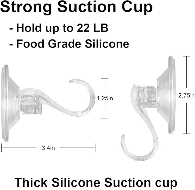 4PCS Wreath Hanger, Suction Cup Hooks With Key Lock, Heavy Duty Shower Hook for Wall Door Glass Window Bathroom, Vacuum Plastic Hooks Hold up to 22 Lbs