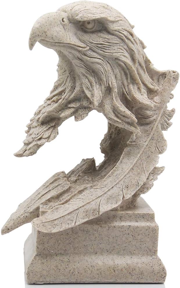 H&W Sandstone Bald Eagle Figurines - The USA's National Emblem - Statue Decoration for Home/Study/Living Room, Great Collectible Figurines, Best Gift for The Man, Sandstone Color (HH17-D4)