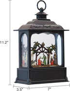 Wondise Christmas Musical Snow Globe Lantern with 6 Hour Timer, 11.2 Inch USB Cord & Battery Operated Spinning Water Glitters Lighted Singing Snow Globe Lantern Christmas (Nativity)