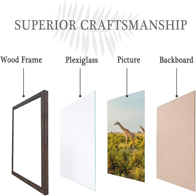 12x12 Picture Frame Set of 3, walnut Wooden Frame 12by12 Square Wall Gallery Poster Photo frame with Durable Shatter Resistant Plexiglass for Wall Hanging best gift
