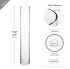 WGVI Quality Thick Weighted Tall Clear Cylinder Glass Vases, 4" W x 24" H, Flower Arrangement Floating Candle Holders Wedding Centerpieces Event Floral Tabletop Display Décor, Bulk Wholesale, 6 Pcs