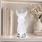 Christmas Angel Snow Globe Water Spinner LED Light Battery Operated Glitter Angel Figurine 12.8” Tabletop Christmas Decoration Holiday Home Décor by Moments in Time
