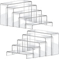 FUNFERY Acrylic Display Risers, 2 Set(7.8" L~8.2" L~8.6" L~9”L~9.3”L) Display Shelf for Figure, Collectibles, Cupcake, 5-Tier Clear Acrylic Stands for Dessert, Jewelry, Candy Showcase