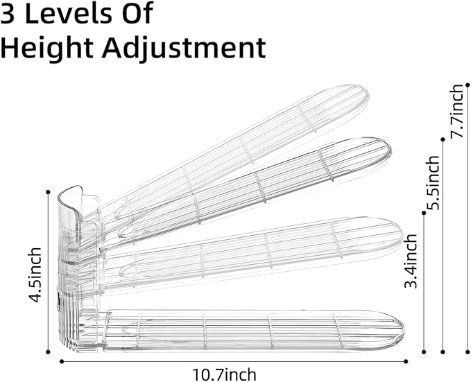 Shoe Slots Organizer,Adjustable Shoe Rack with Three Levels,shoe stackers for a pair of Shoes (Clear, 10 Pack)