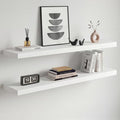 Homeforia White Floating Shelves 36 inch, High End Solid Real Wood 36inch Floating Shelf for Wall Mounted, White Wooden 36in Long Floating Shelves, Heavy Duty Bracket, 36 X 6.5 X 1.75 inches, Set of 4