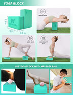 Yoga Starter Kit 12 in 1 - Yoga Set Include Yoga Mat, Foam Roller, 4 Resistance Bands, Yoga Blocks 2 Pack with Strap, 2 Peanut Massage Balls, Yoga kit and Sets for Beginners