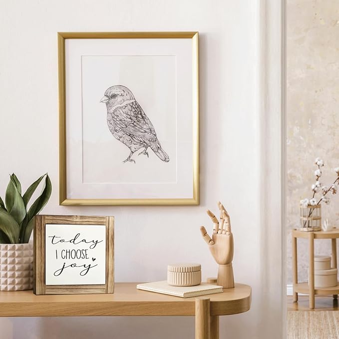 Inspirational Wood Signs, Modern Farmhouse Table Shelf Decor, Office Desk Signs, Home Decor for Living Room Bathroom Kitchen, Positive Mindset Box Sign, Today I Choose Joy Sign, 5.9×5.9 inches