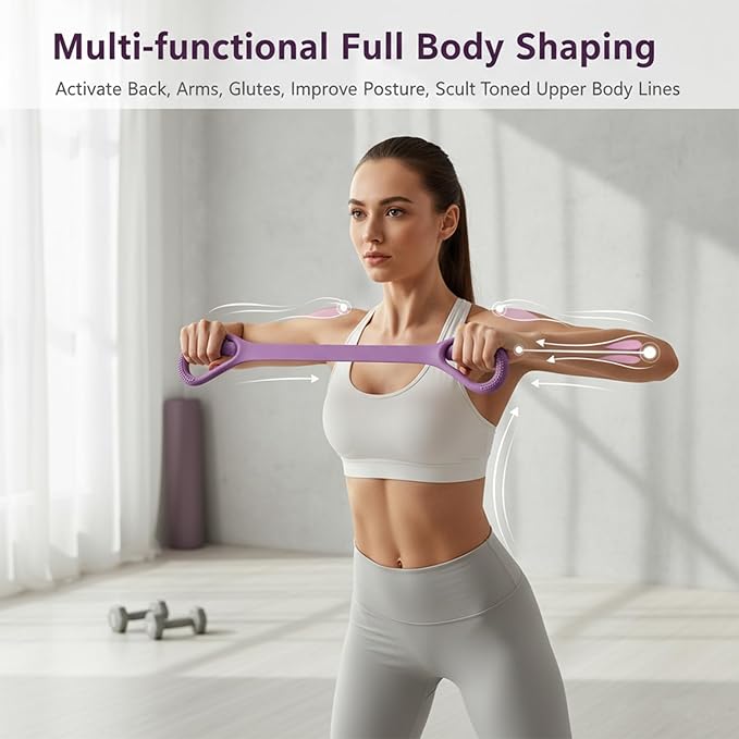 Cur8trend Exercise Band - Figure 8 Resistance Bands with Handles, Silicone Exercise Bands for Women & Men, 20 lb Tension Rope for Arm Workout Equipment, Stretching Bands for Yoga