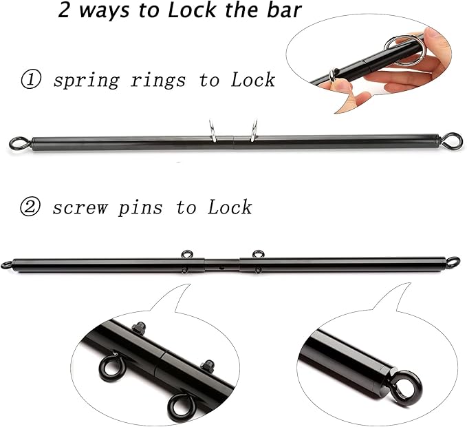 2pcs Black Portable Restore Spreader Bar, Exercise Guide Pilates Sports Aid Training Fitness Gear, Home Yoga Gym Kit with Fur Flocking Storage Bag