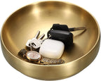 8.3" Golden Key Bowl for Entryway Decorative Key Holder Round Fruit Dish Stainless Steel Catch All Bowl for Coffee Table Kitchen Counter Home Decor