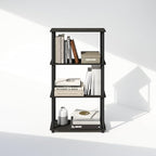 Furinno Turn-N-Tube Book Shelf, 4-Tier Bookshelf, Bookcase with Multipurpose Compact Display Rack, 11.6 x 23.6 x 43.2, for Living Room, Bedroom, Home Office, Espresso/Black